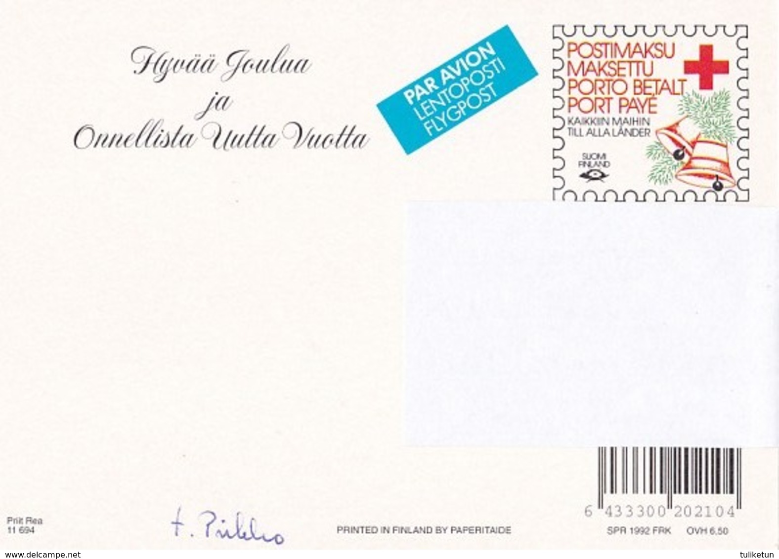 Postal Stationery - Birds - Bullfinches - Winter Landscape - Red Cross 1992 - Suomi Finland - Postage Paid - Entiers Postaux