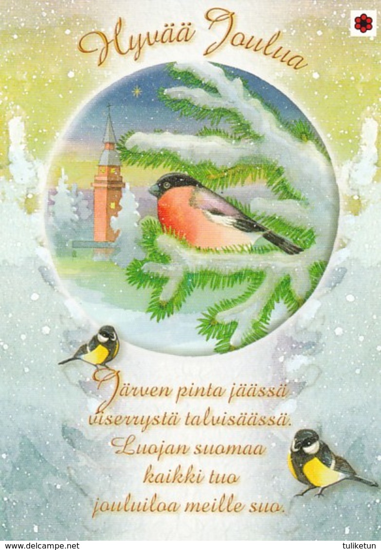 Postal Stationery - Birds - Bullfinches - Winter Landscape - Finnish Cancer Foundation - Suomi Finland - Postage Paid - Entiers Postaux