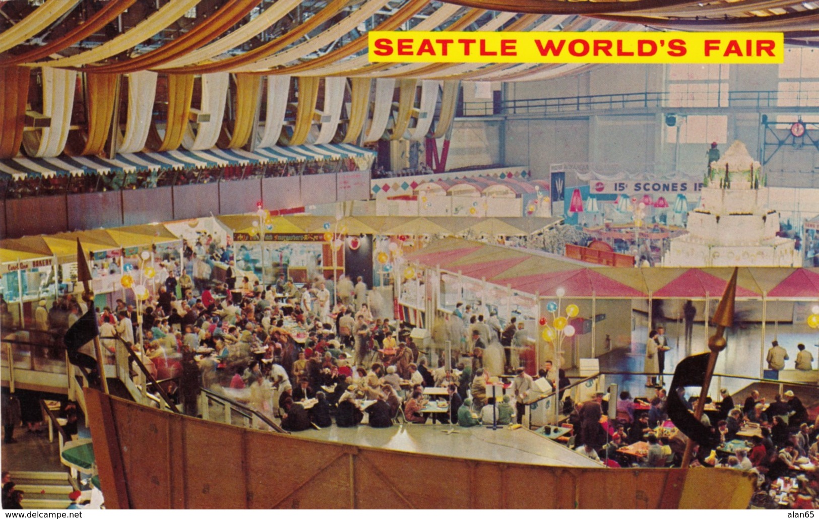 Seattle 1962 World's Fair, Food Court In Armory Building, Seattle Washington, C1960s Vintage Postcard - Exhibitions