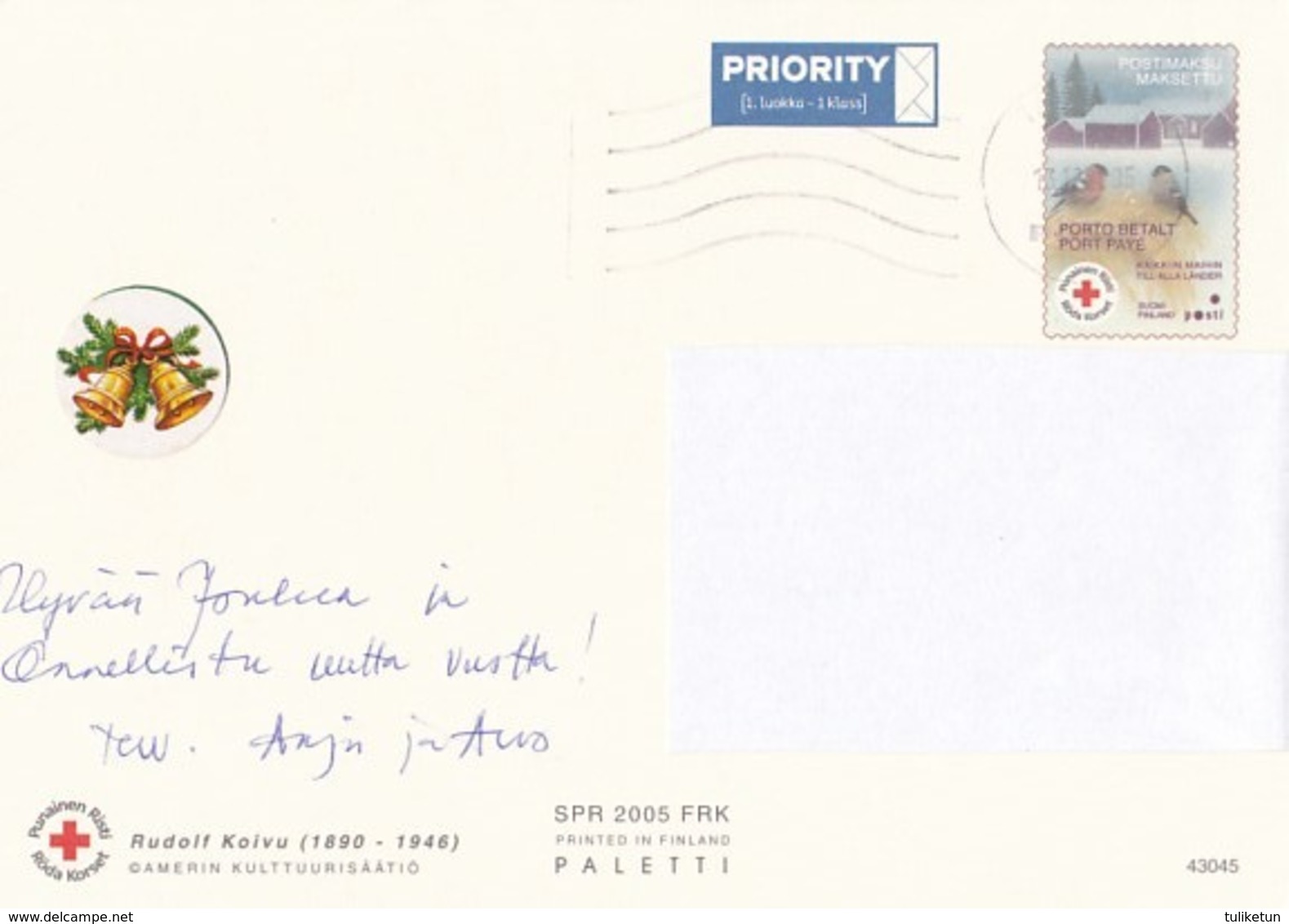 Postal Stationery - Birds - Bullfinches - Girl Carrying Christmas Tree - Red Cross 2005 - Suomi Finland - Postage Paid - Entiers Postaux