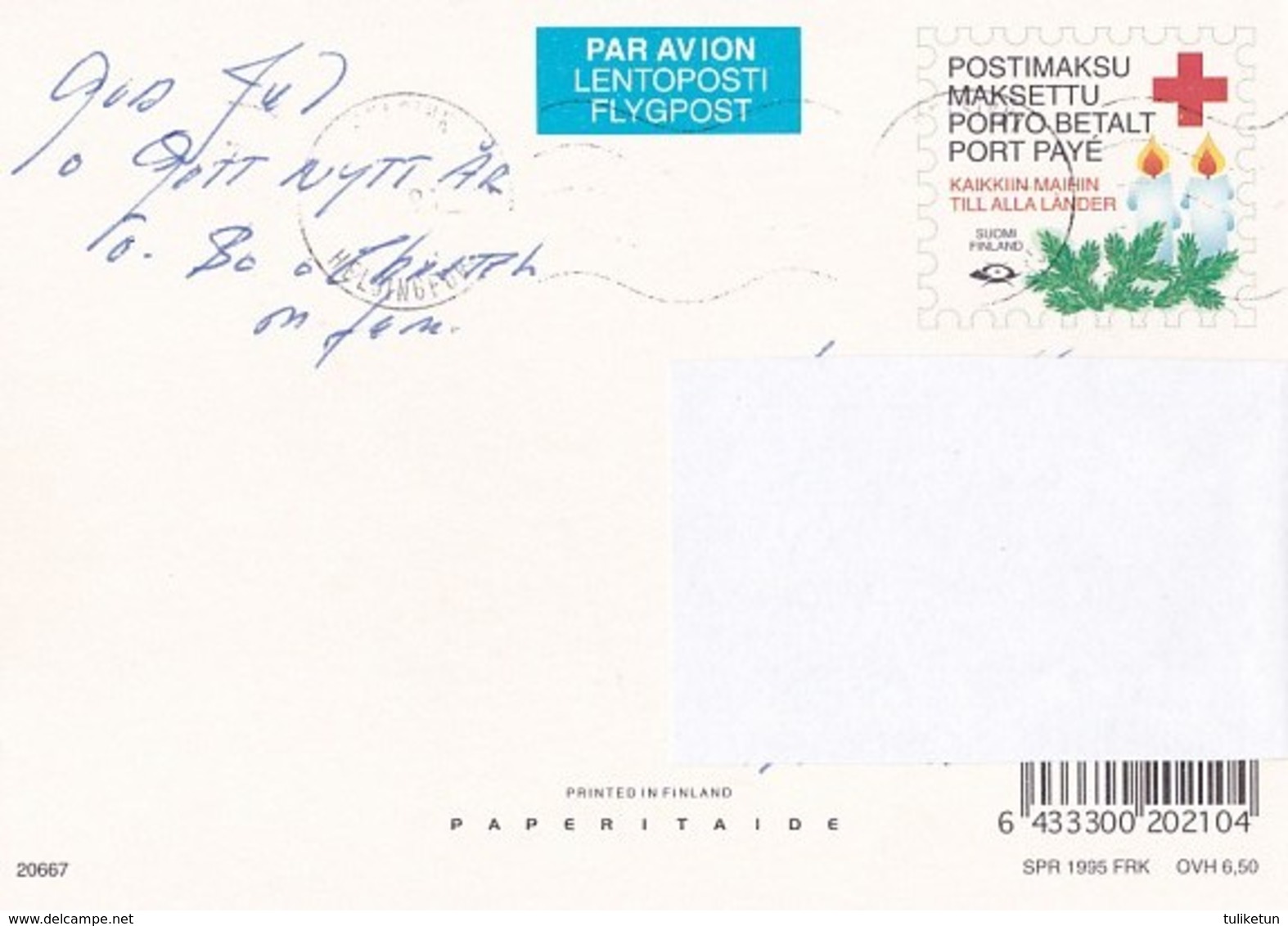 Postal Stationery - Bird - Bullfinch - Winter Landscape - Red Cross 1995 - Suomi Finland - Postage Paid - Entiers Postaux