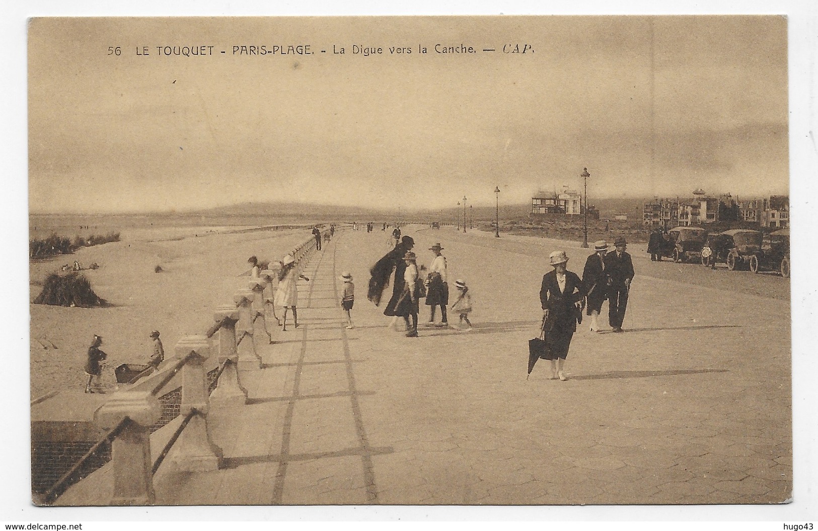 LE TOUQUET PARIS PLAGE - N° 56 - LA DIGUE VERS LA CANCHE AVEC PERSONNAGES - CPA NON VOYAGEE - Le Touquet