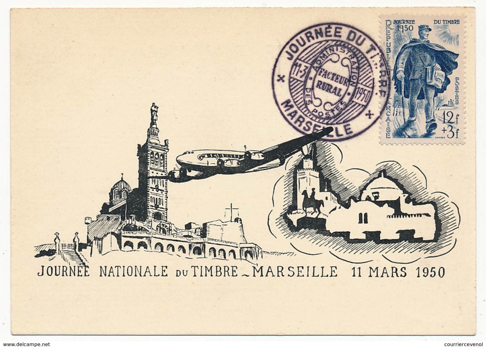 FRANCE => Carte Locale - Journée Du Timbre 1950 - MARSEILLE (Facteur Rural) - Journée Du Timbre