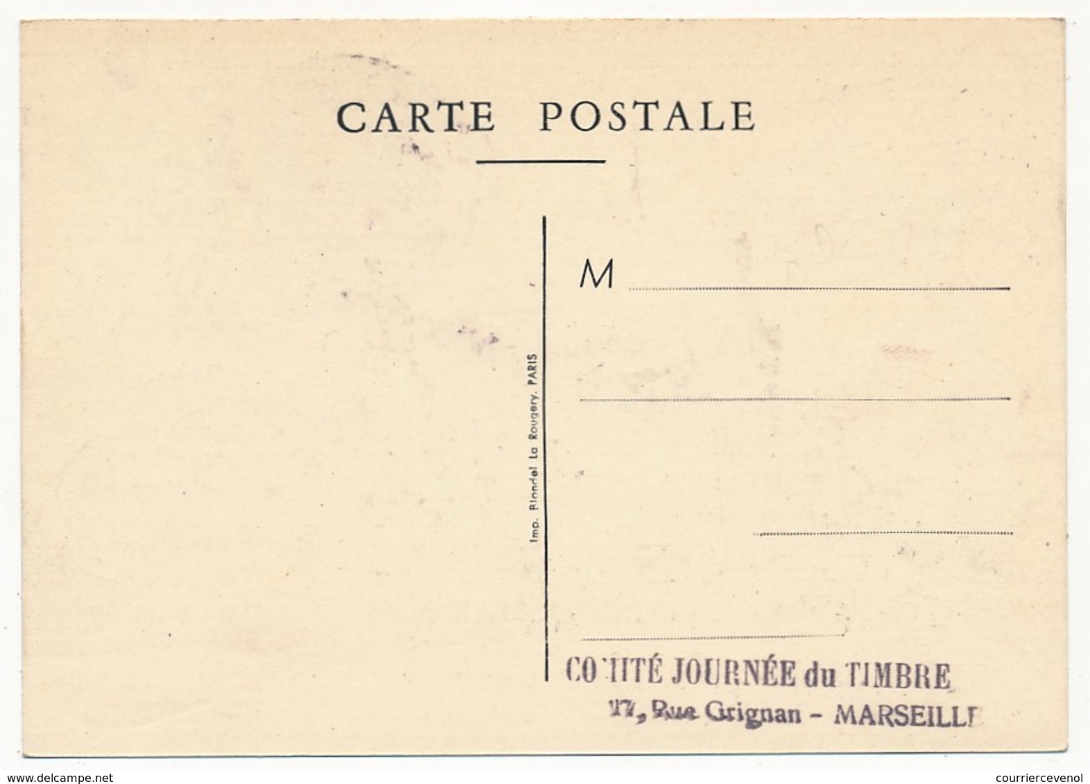 FRANCE => Carte Locale - Journée Du Timbre 1950 - MARSEILLE (Facteur Rural) - Stamp's Day