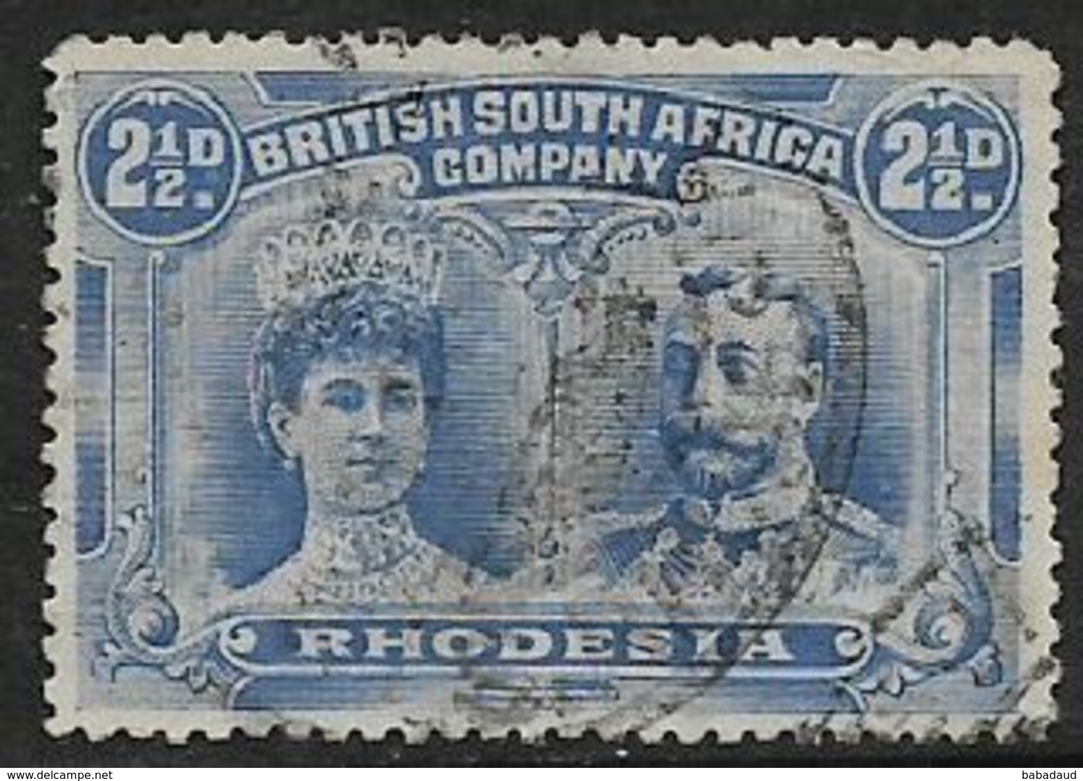 Southern Rhodesia B.S.A.Co., GVR, Double Head,  1910, 2 1/2d Ultramarine, Perf 14 Used - Southern Rhodesia (...-1964)