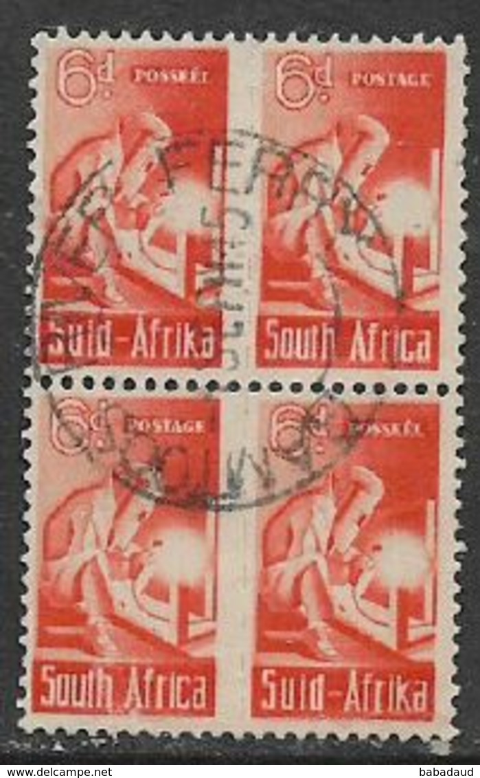 South Africa,1942, War Effort, Small, 6d, Welder, Two Units, Used, GAMTOOS RIVER FERRY 1 SEP 45, C.d.s. - Used Stamps