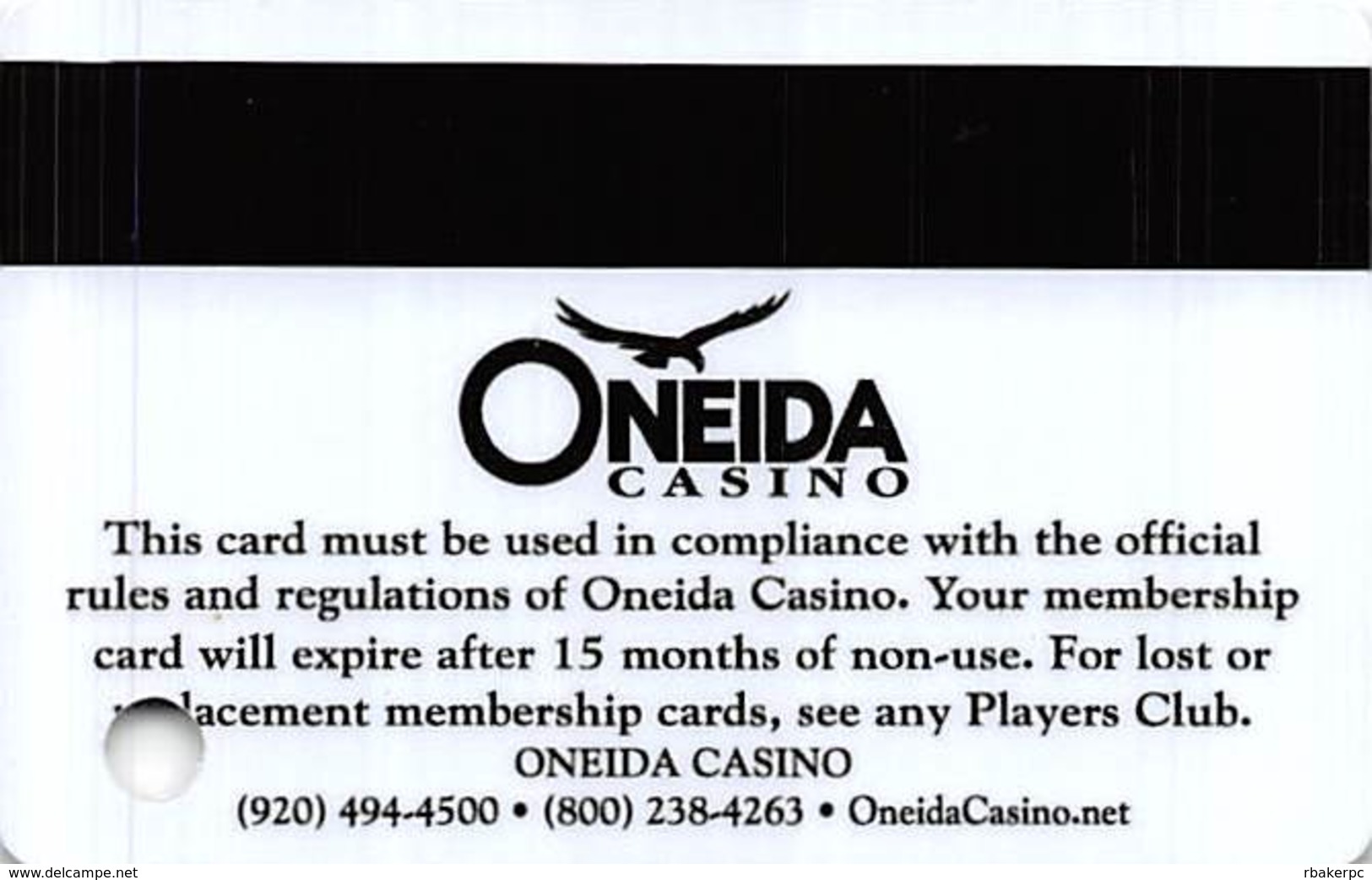 Oneida Bingo & Casino Green Bay, WI - Slot Card - Casino Cards