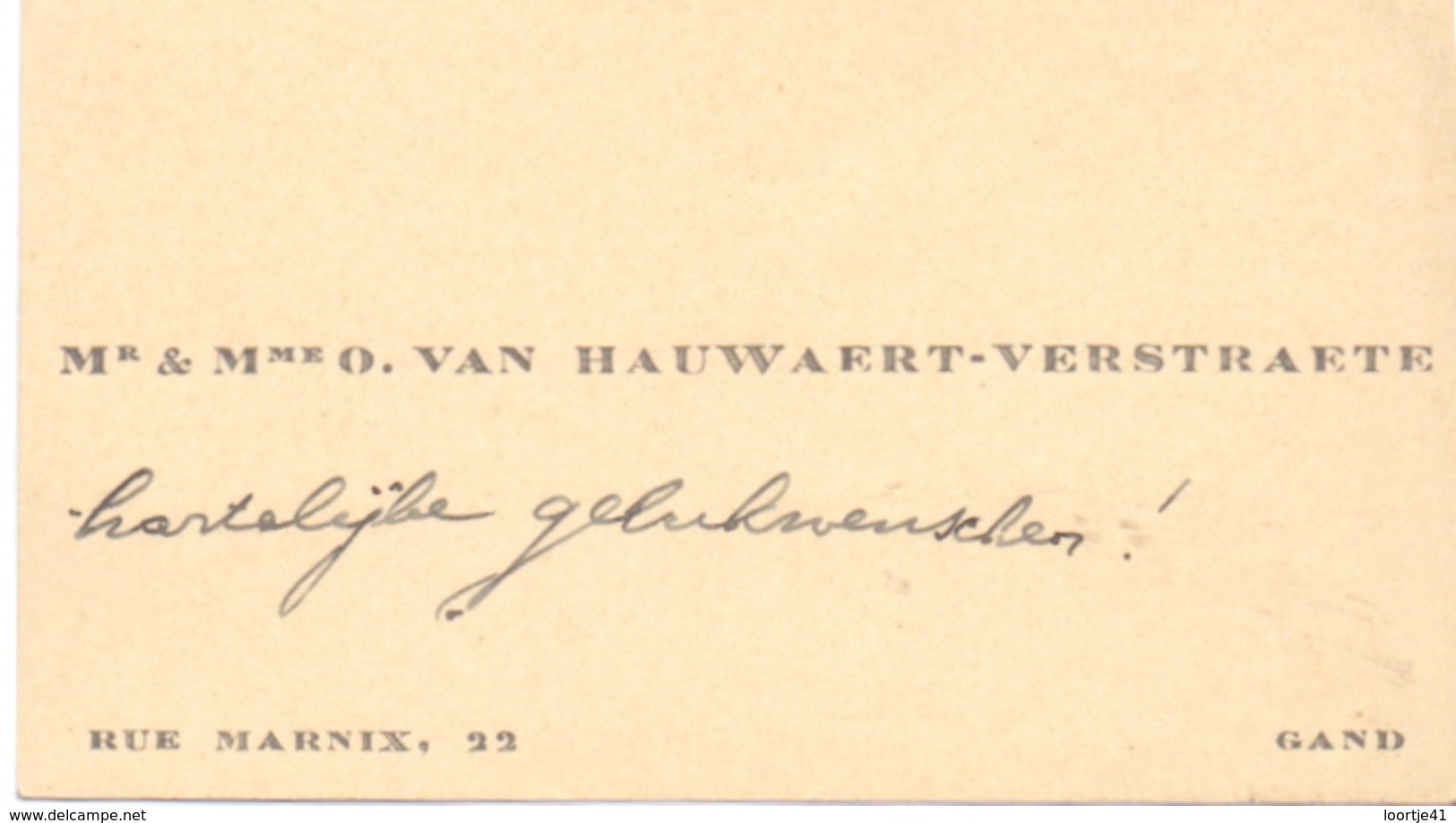 Visitekaartje - Carte Visite - Mr & Mme O. Van Hauwaert - Verstraete - Gent - Cartes De Visite