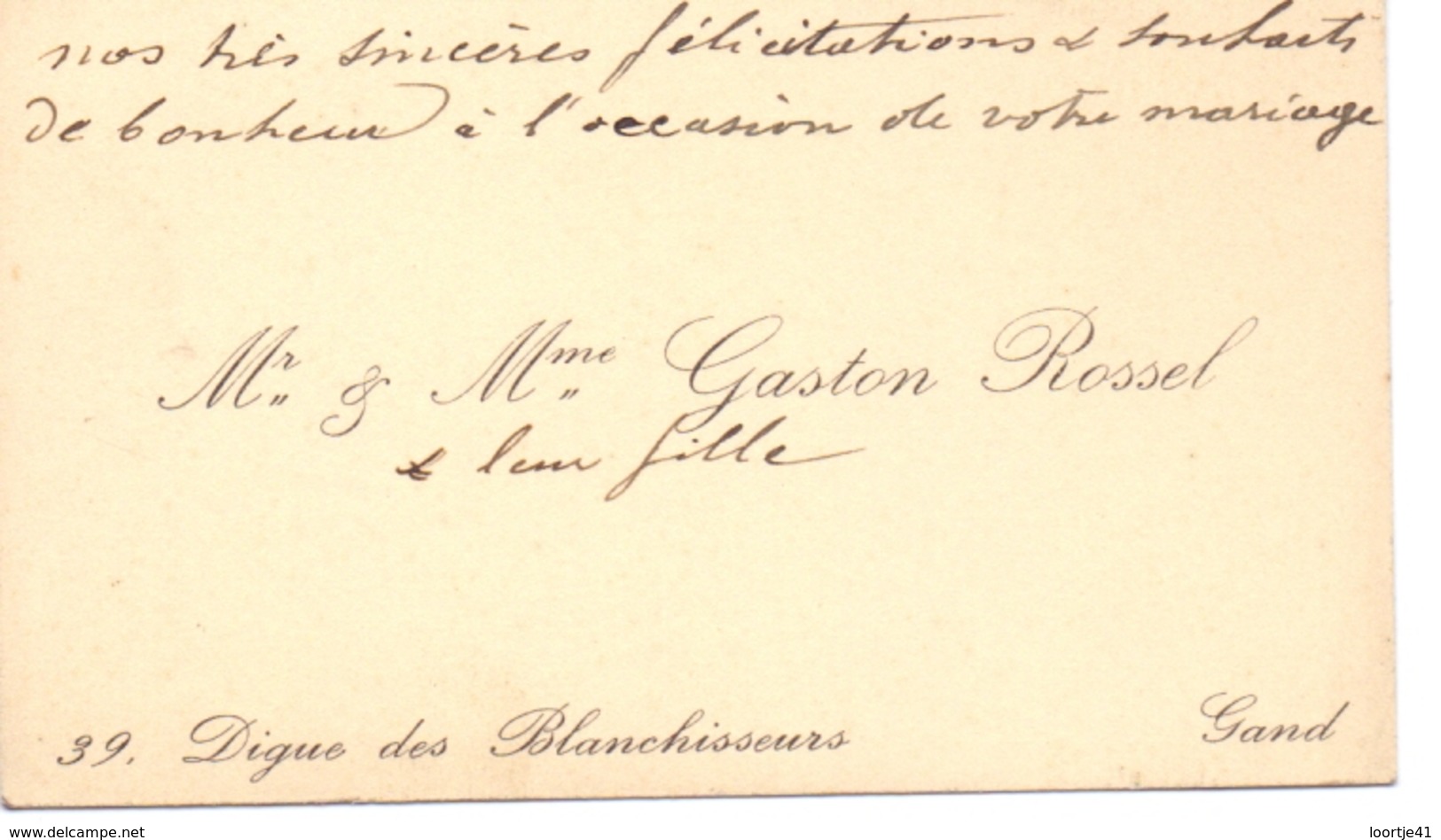 Visitekaartje - Carte Visite - Mr & Mme Gaston Rossel - Gent - Visiting Cards