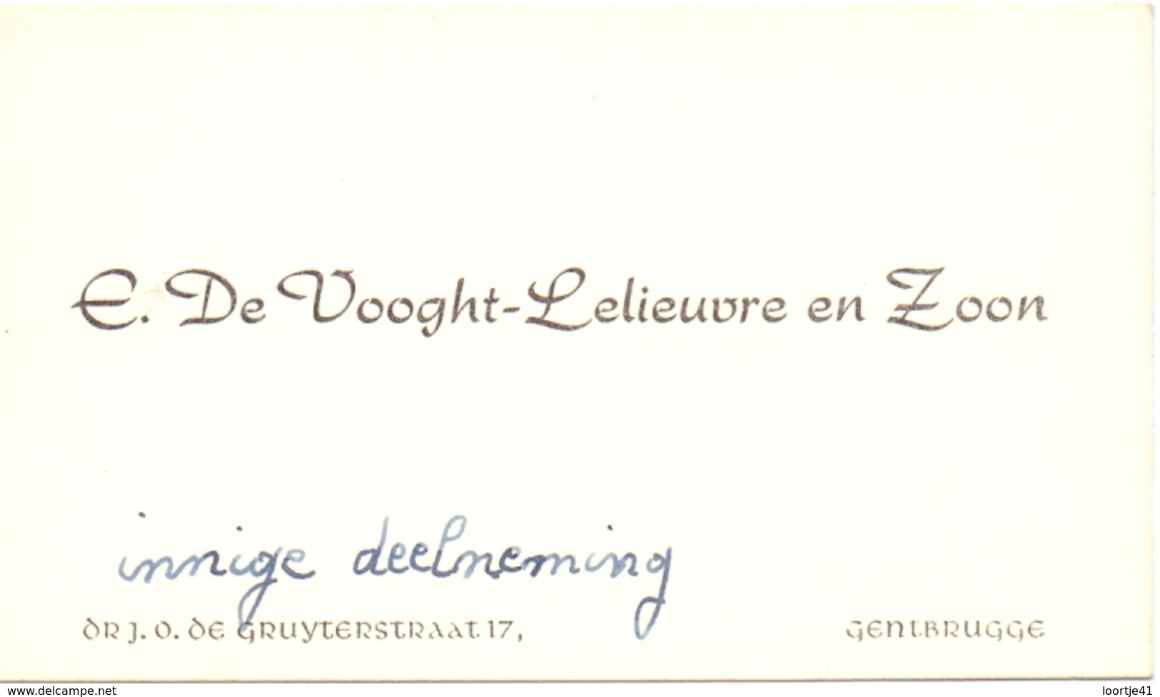 Visitekaartje - Carte Visite - E. De Vooght - Lelieuvre & Zoon - Gentbrugge - Visitenkarten