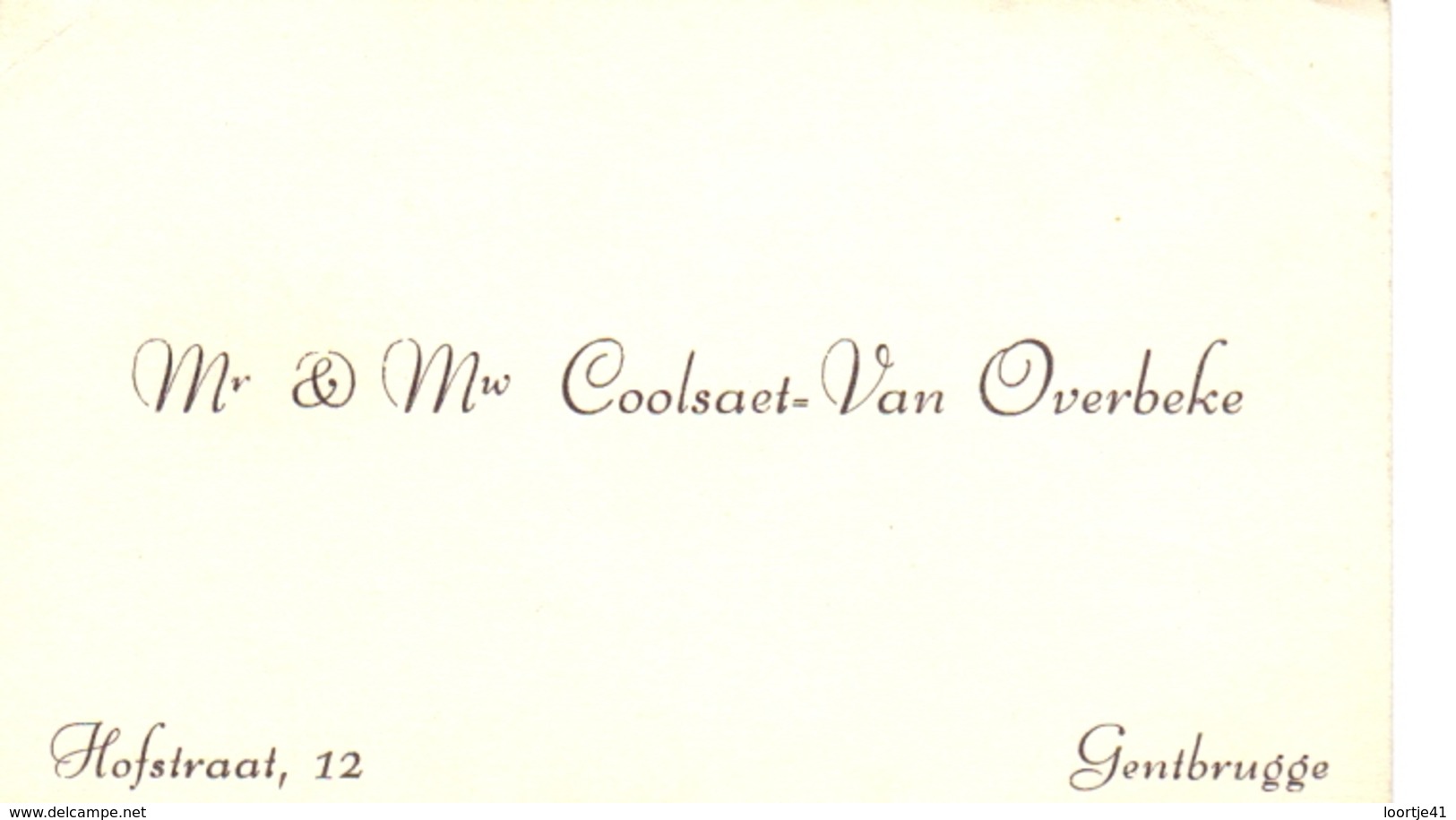 Visitekaartje - Carte Visite - Mr & Mme Coolsaet - Van Overbeke - Gentbrugge - Cartes De Visite