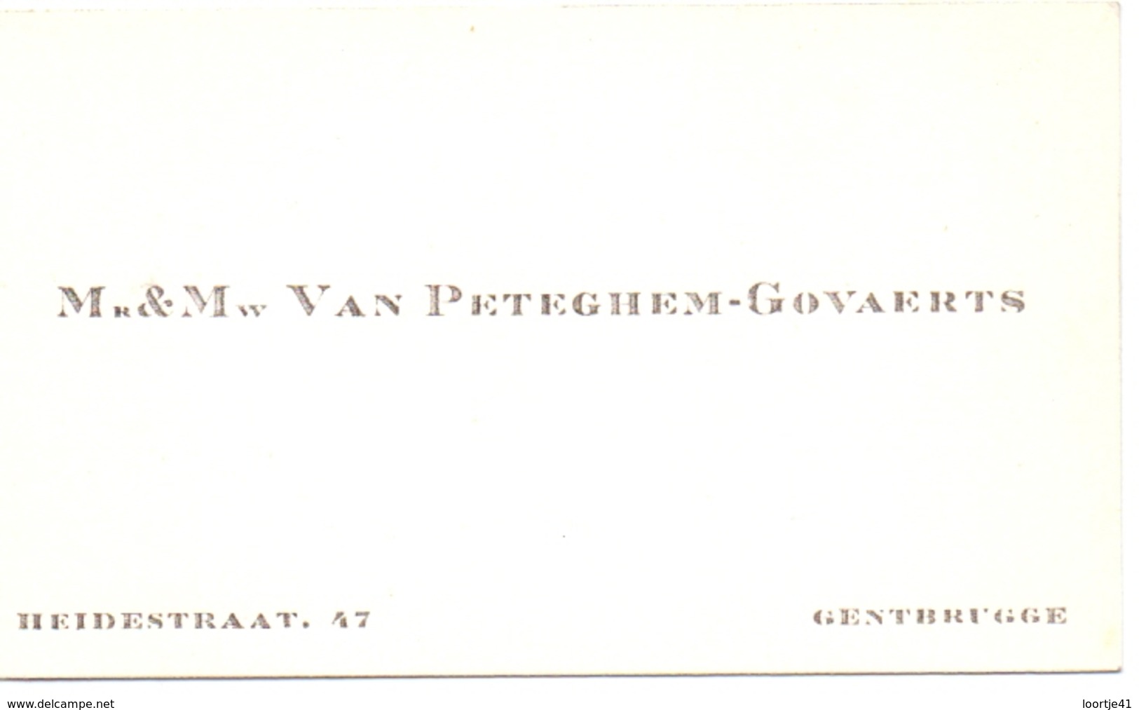 Visitekaartje - Carte Visite - Mr & Mw Van Peteghem - Govaerts - Gentbrugge - Cartes De Visite