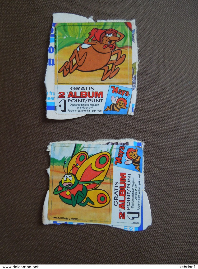 Maya L'abeille TF1 Danone Maia  Maja - 2  Anciens Autocollants Sticker Pour Dépliant Danone France 1978 No Panini - Advertising