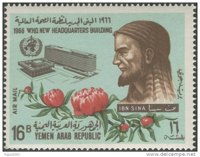 Ibn Sina / Avicenna, Physician, Astronomer, Chemist, Mathematics, Medicinal Plant, Medicine MNH 1966 Yemen Arab Republic - Médecine