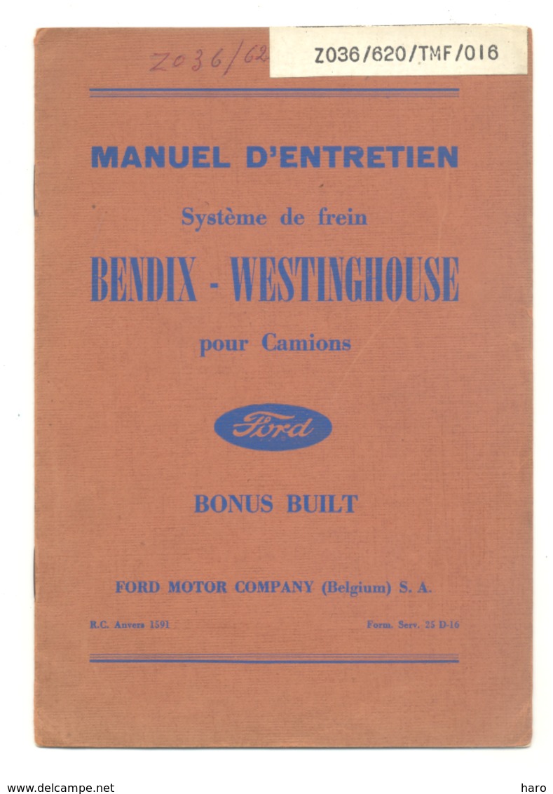 Manuel D'entretien - Système De Frein BENDIX - WESTIGHOUSE Pour Camion FORD - Oldtimer, Pmécanique Automobile,... (b259) - Auto