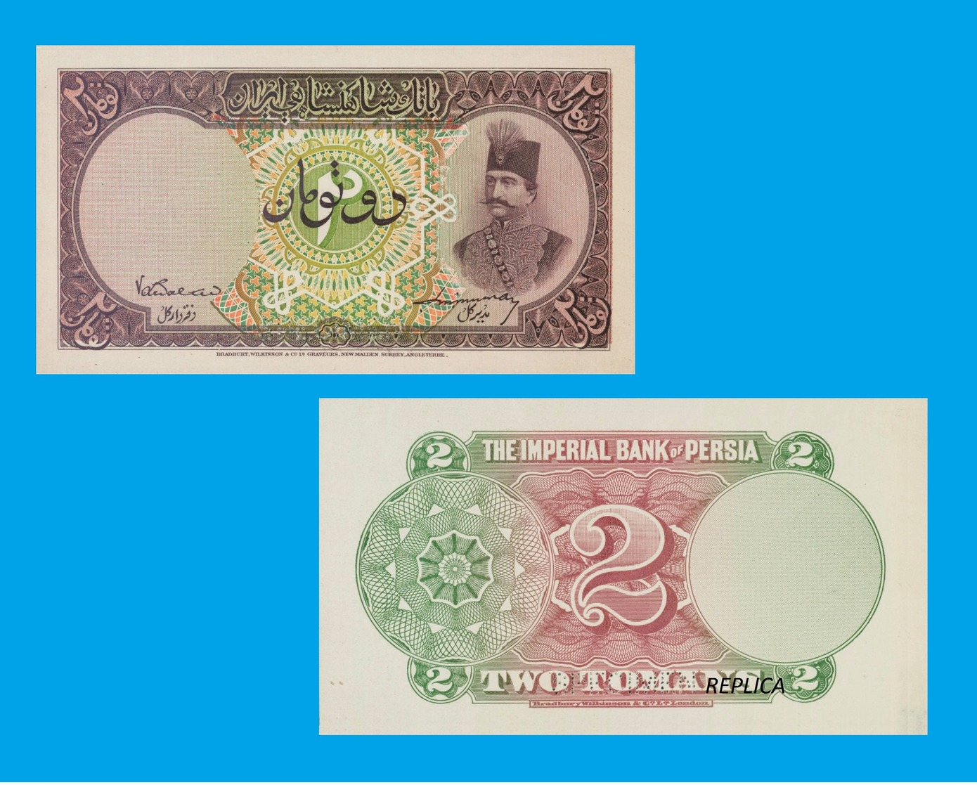 Iran 2 Tomans Note 1924 Imperial Bank Of Persia, Naser Al-Din Shah - Iran