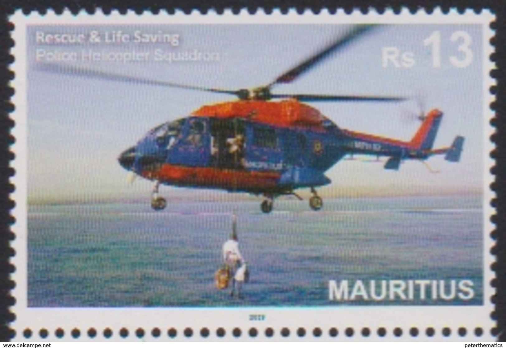 MAURITIUS, 2019, MNH,HELICOPTERS, POLICE HELICOPTER, RESCUE SERVICE, 1v - Helicopters