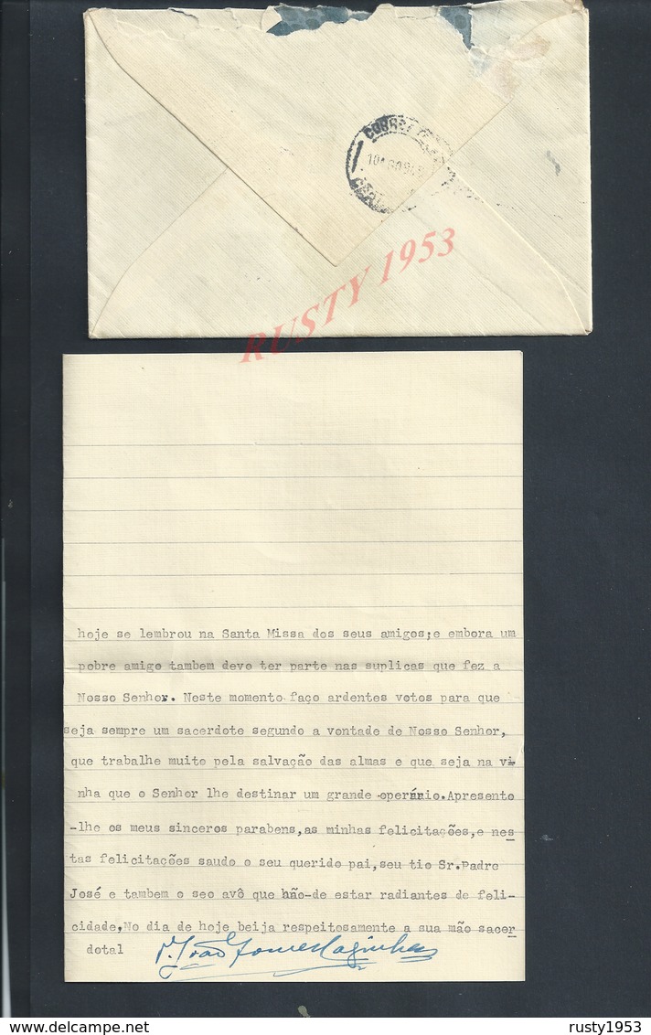 PORTUGAL LETTRE SUR TIMBRE POUR Mr LE CURÉ ( PADRE ) DE CERDEIRA DO CÔA OU CABREIRA DO CÔA : - Lettres & Documents