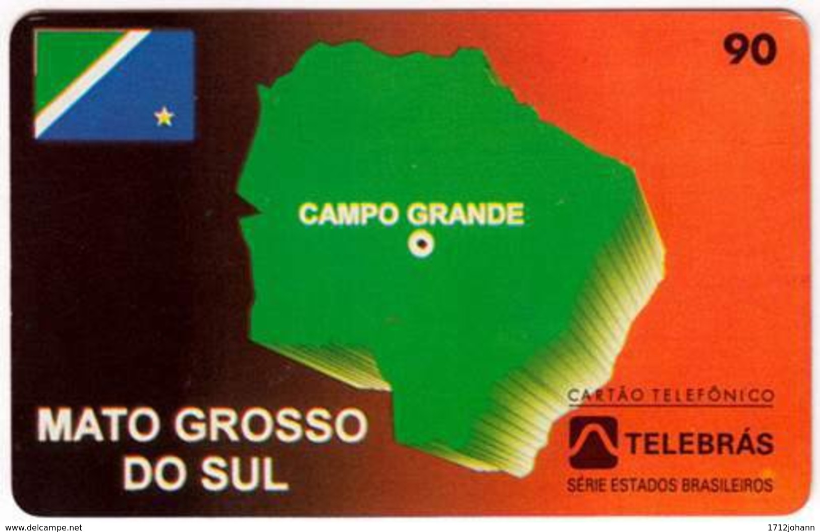 BRASIL A-016 Magnetic Telebras - Map, Flag - Used - Brasilien