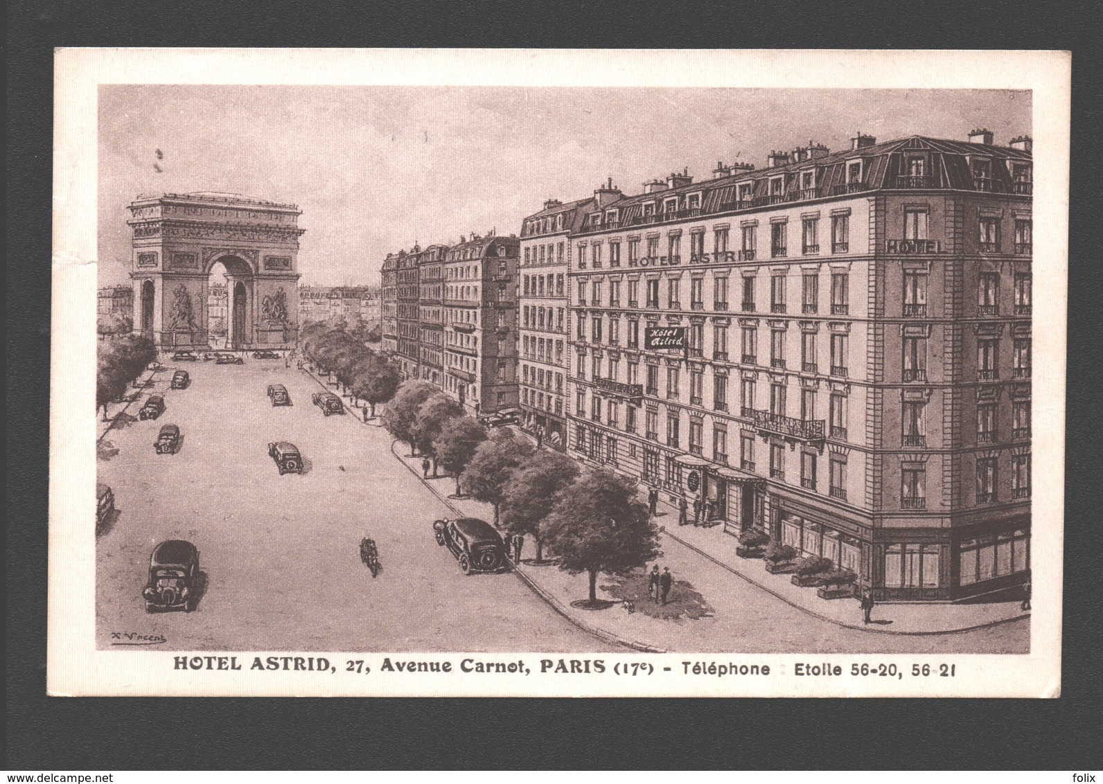 Paris - Hôtel Astrid, Avenue Carnot - Confirmation De Réservation - 1949 - Cafés, Hoteles, Restaurantes
