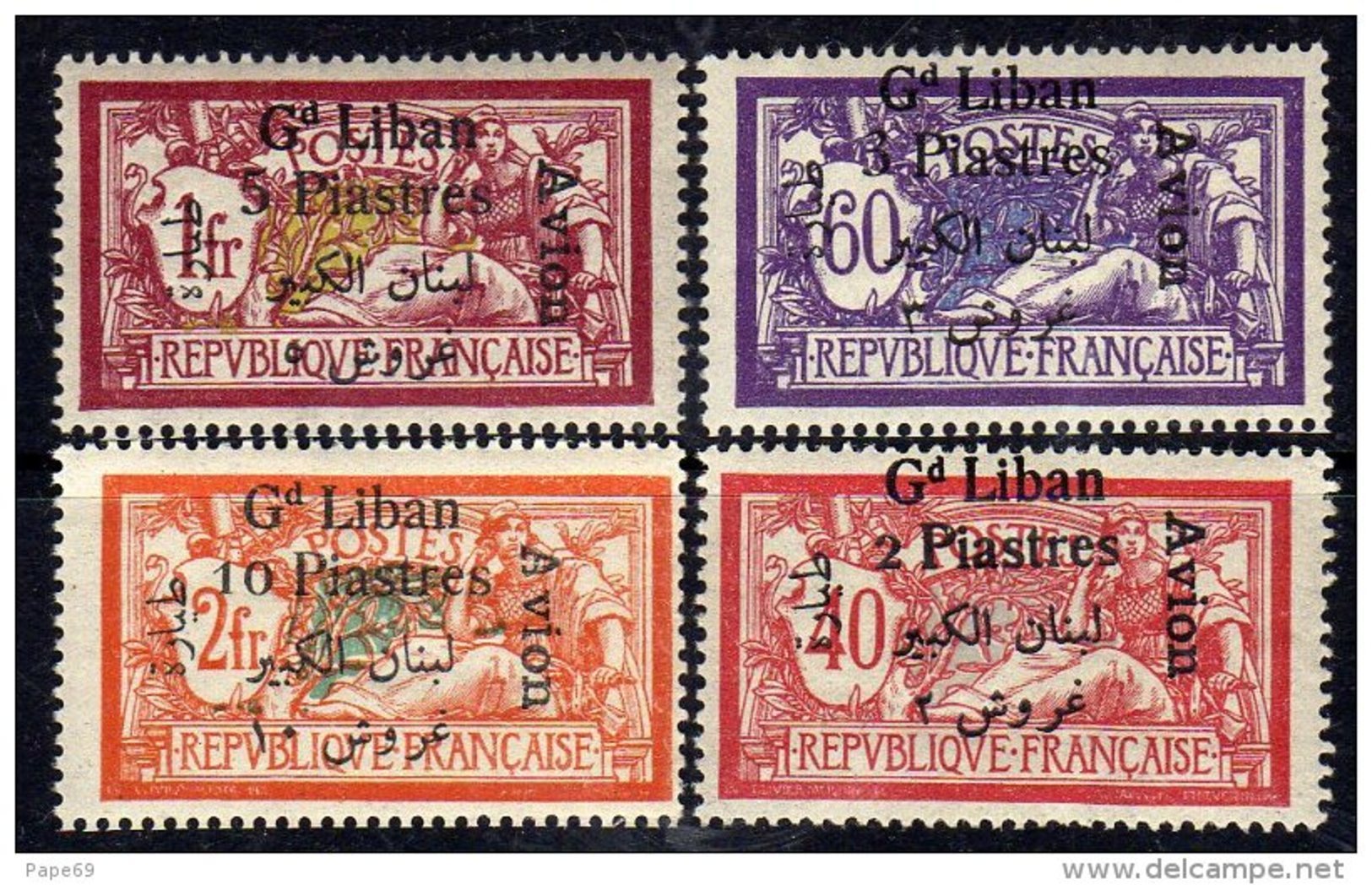 Grand Liban P. A. N° 5 / 8  X  La Série Des 4 Valeurs  Trace De  Charnière Sinon TB - Unused Stamps