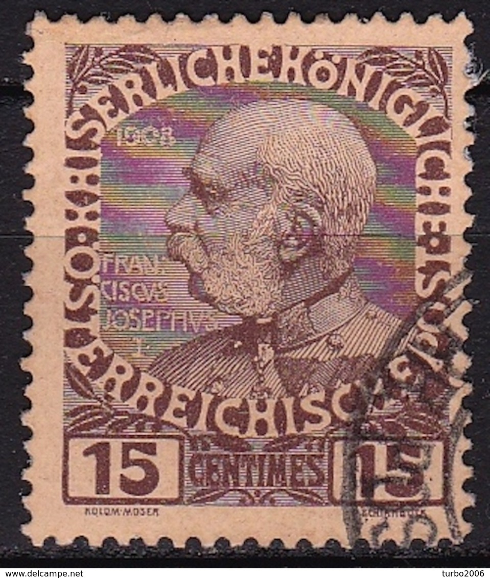 CRETE 1908-14 Austrian Office Glossy Paper 15 Centimes Brown Vl.19 - Kreta