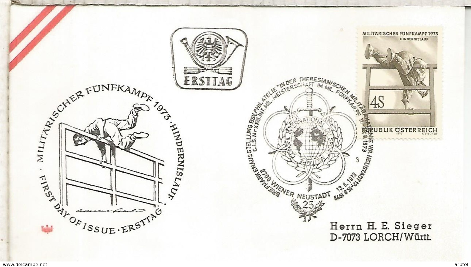 AUSTRIA FDC 1973 ENTRENAMIENTO MILITAR DEPORTE - Militares