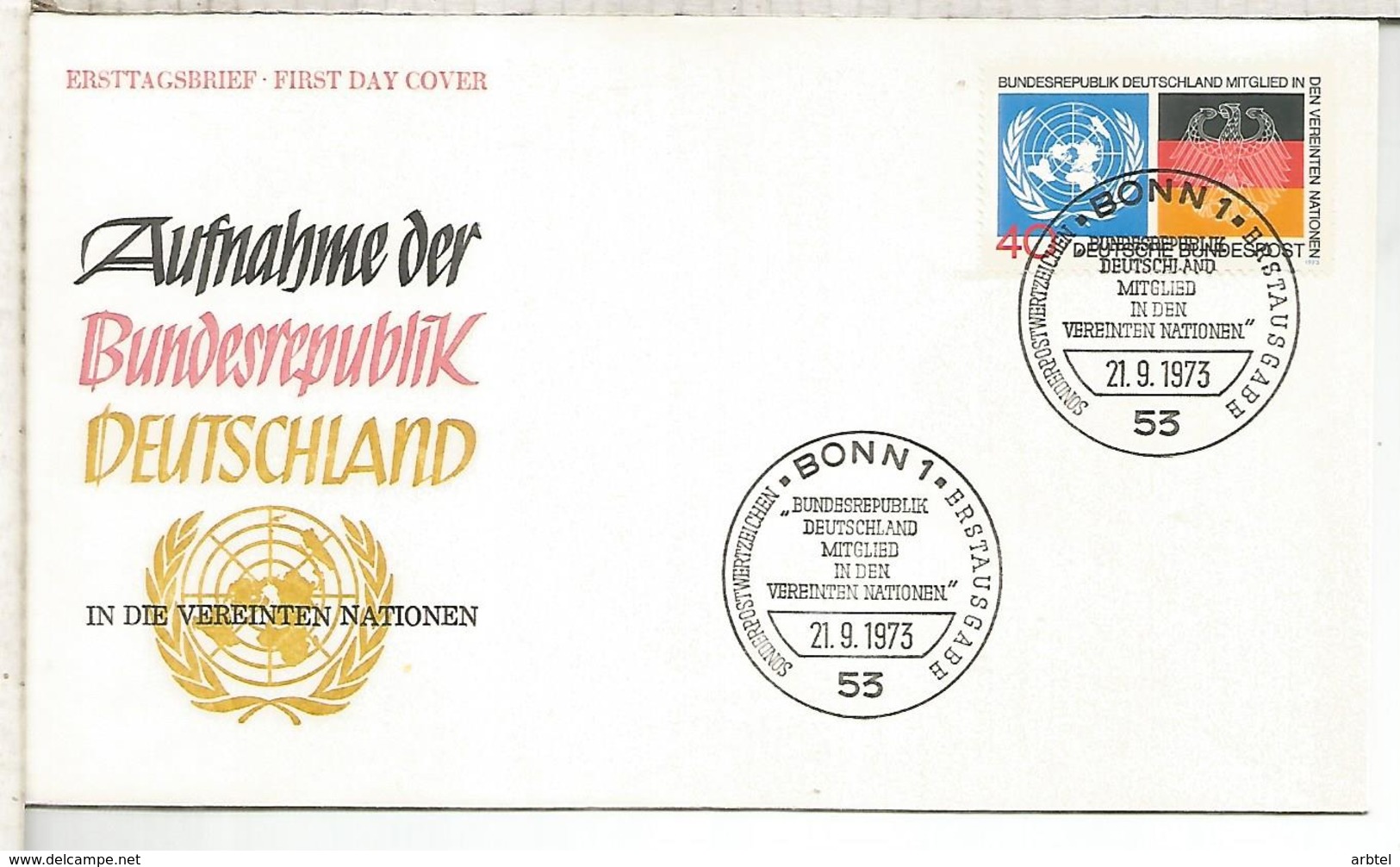 ALEMANIA FDC 1973 REPUBLICA FEDERAL BANDERA FLAG - Omslagen