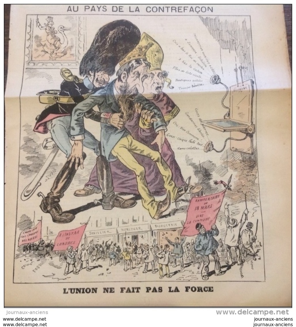 1886 Journal Satirique LE GRELOT - AU PAYS DE LA CONTREFAÇON - BELGIQUE - VIVE LA COMMUNE - TELEPHONE - 1850 - 1899