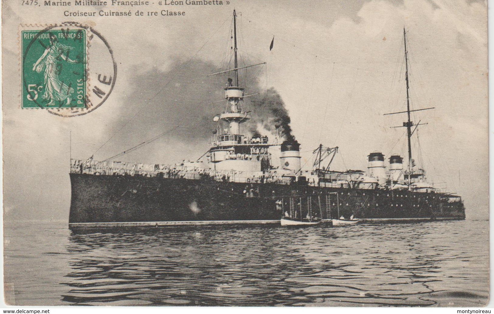 Bateaux :  Guerre , Marine  "  Léon  Gambetta "   Croiseur   Cuirassé De 1 Er  Classe - Guerre