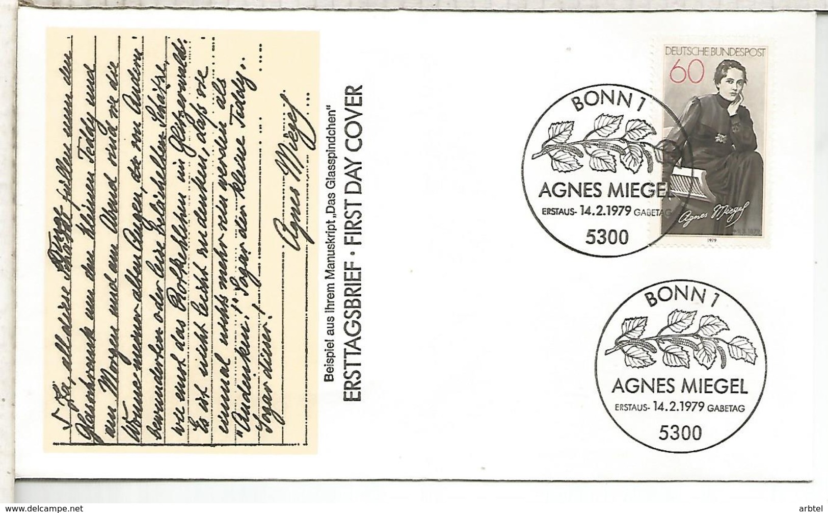 ALEMANIA FDC 1979 AGNES MIEGEL ESCRITORA PERIODISTA - Escritores