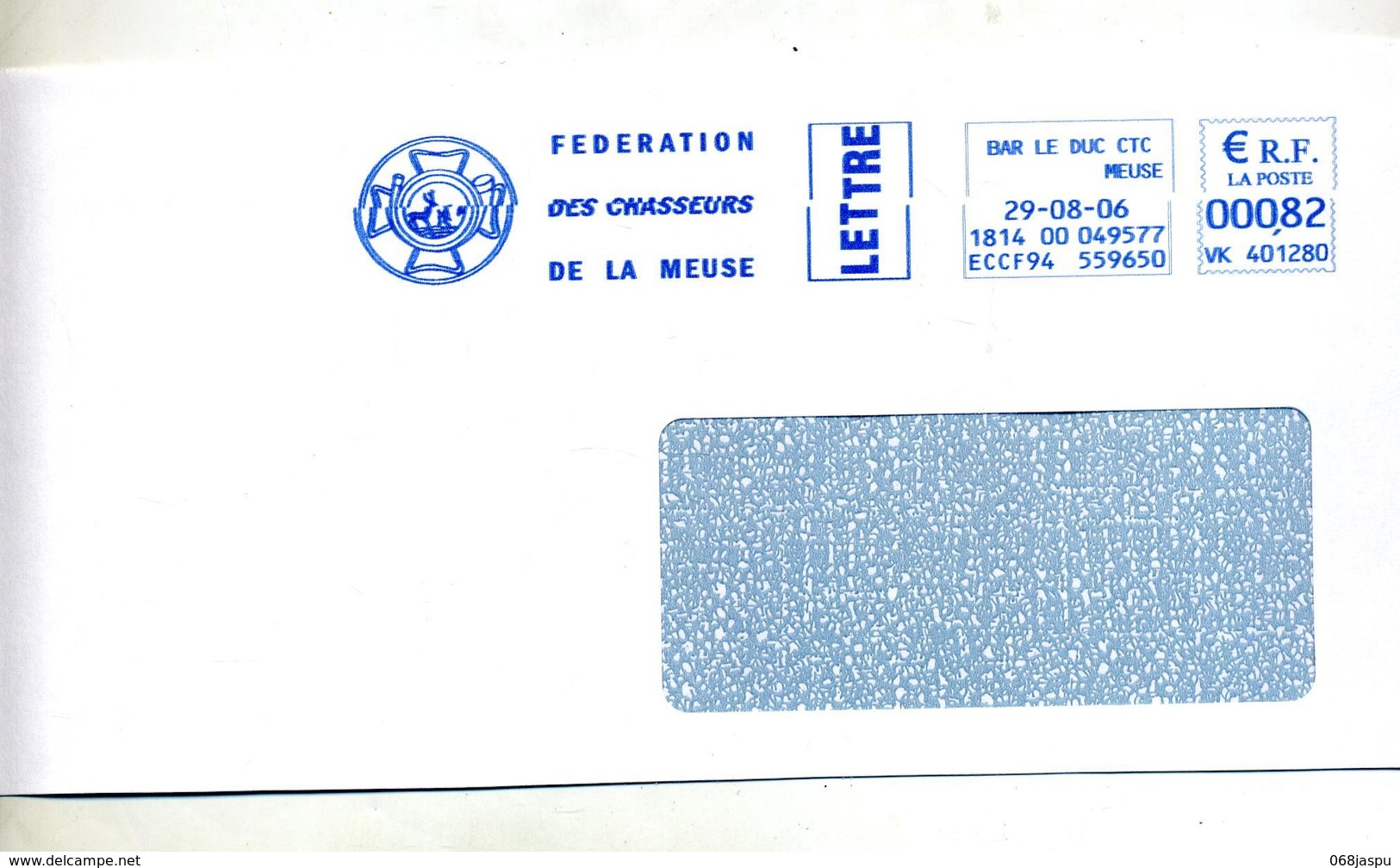 Lettre Flamme Ema  Bar Le Duc Federation Chasseurs Meuse - EMA (Empreintes Machines à Affranchir)