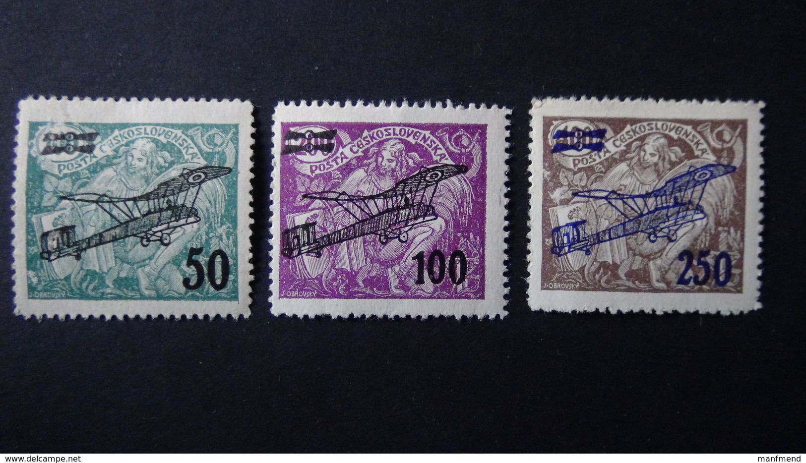 Czechoslovakia - 1922 - Mi:CS 199-201, Sn:CS C7-9, Yt:CS PA7-9*MH - Look Scan - Ungebraucht