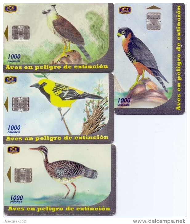 Used Phone Cards Costa Rica Birds 4V. - Costa Rica
