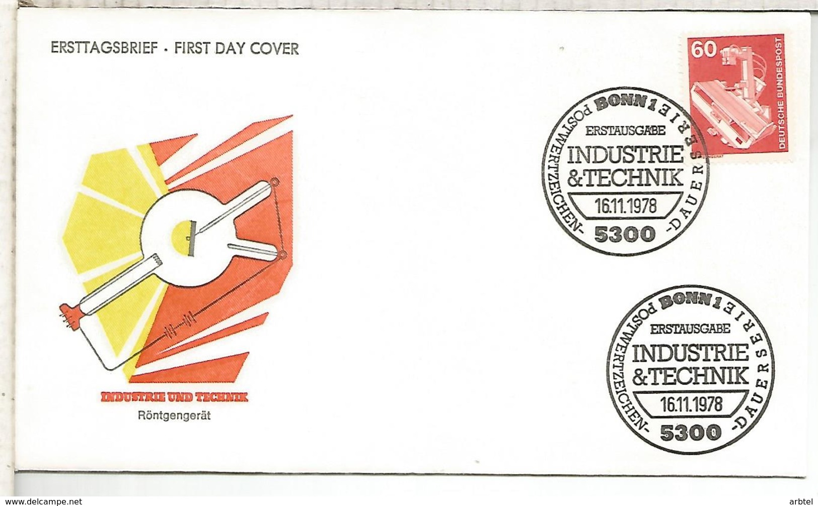 ALEMANIA FDC 1975 INDUSTRIA Y TECNICA RAYOS X CIENCIA FISICA - Física