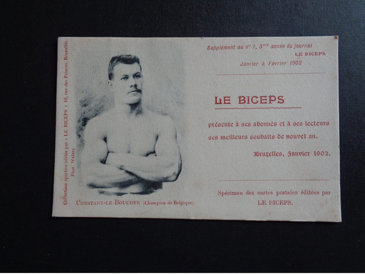 Sport ( 136 )  LE BICEPS Lecture 1902   -  Worstelen  Constant - Le - Boucher ( Champion De Belgique ) - Lutte