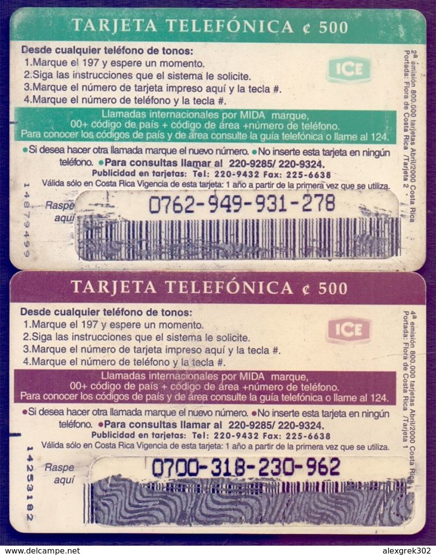 Used Phone Cards Costa Rica - Flora De Costa Rica 2V. - Costa Rica