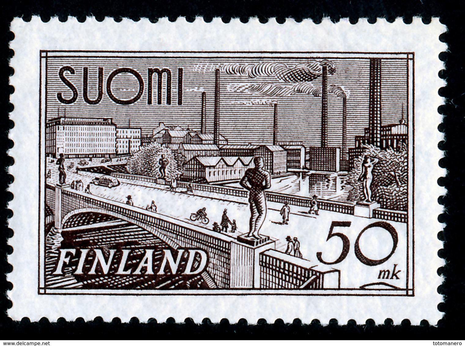 FINLAND 1942 Definitive 50 Mk, MI 259c**MNH - Unused Stamps