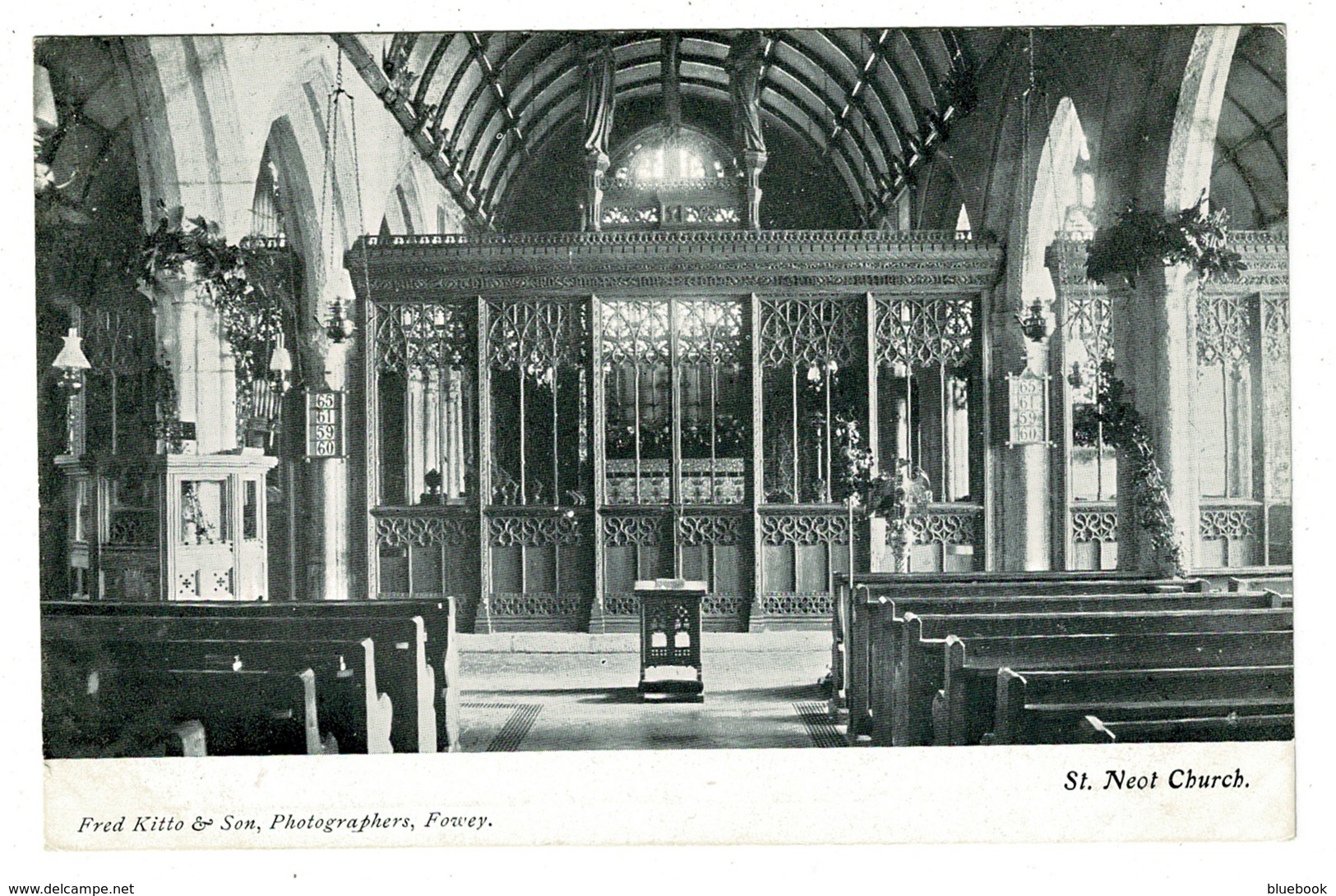 Ref 1325 - Early Postcard - Interior St Neot Church - Fowey Cornwall - Other & Unclassified