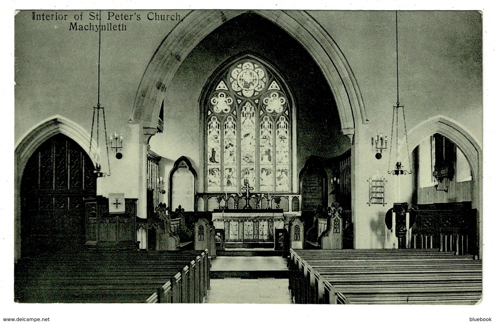 Ref 1325 - Early Postcard - Interior Of St Peter's Church Machynlleth Montgomeryshire Wales - Montgomeryshire
