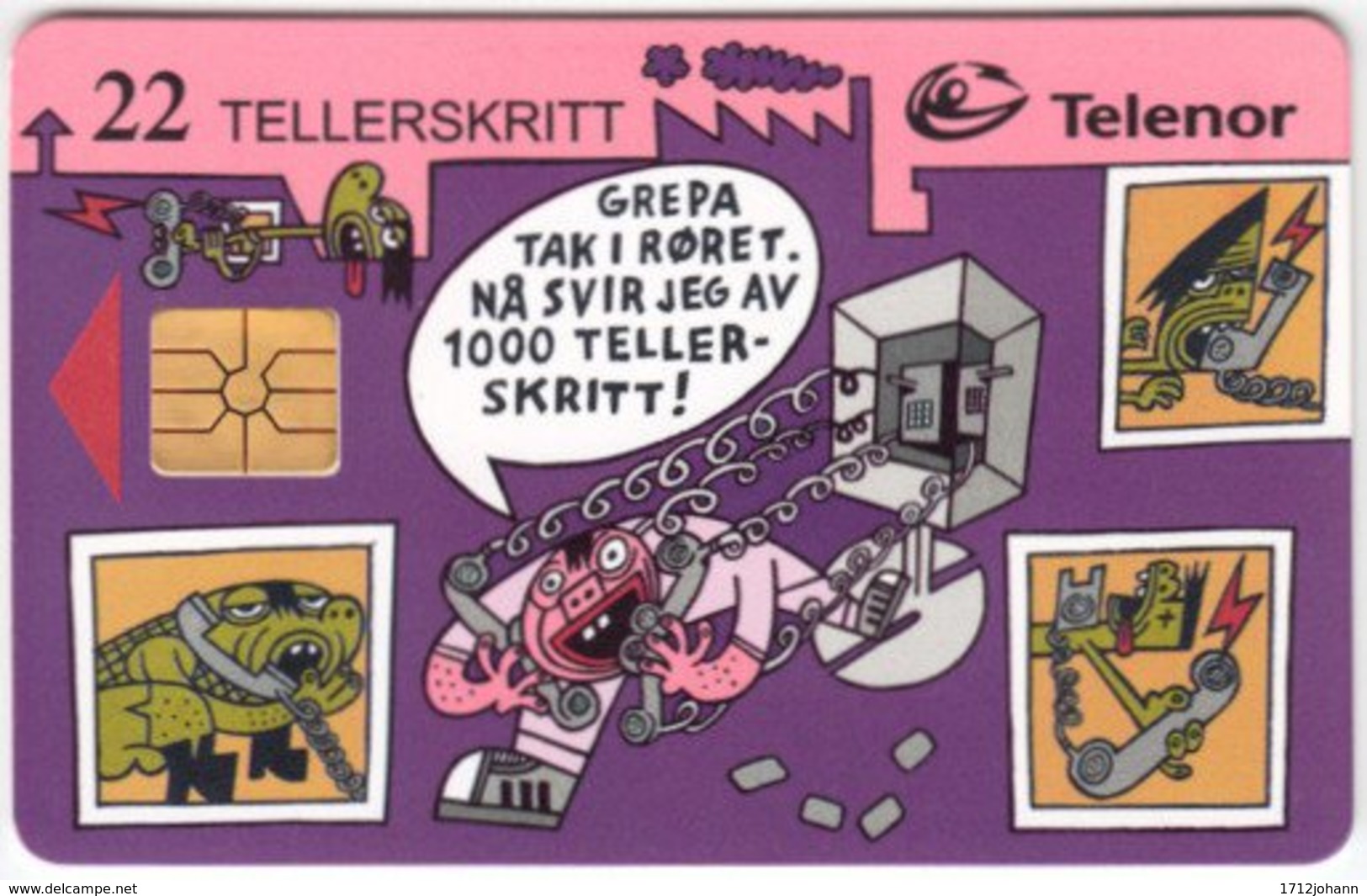 NORWAY A-077 Chip Telenor - Cartoon, Communication, Phone Booth - Used - Norway