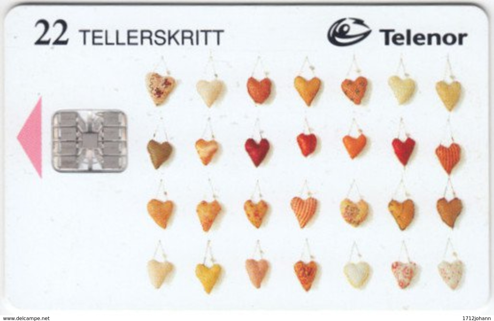 NORWAY A-093 Chip Telenor - Hearts - Used - Norvège