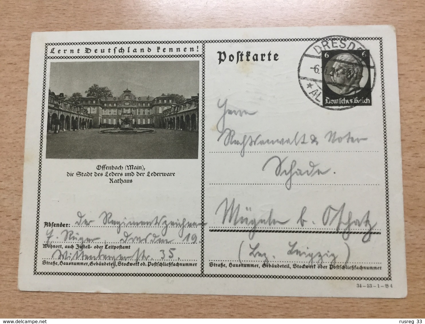 K8 Deutsches Reich Ganzsache Stationery Entier Postal P 326 Offenbach - Autres & Non Classés