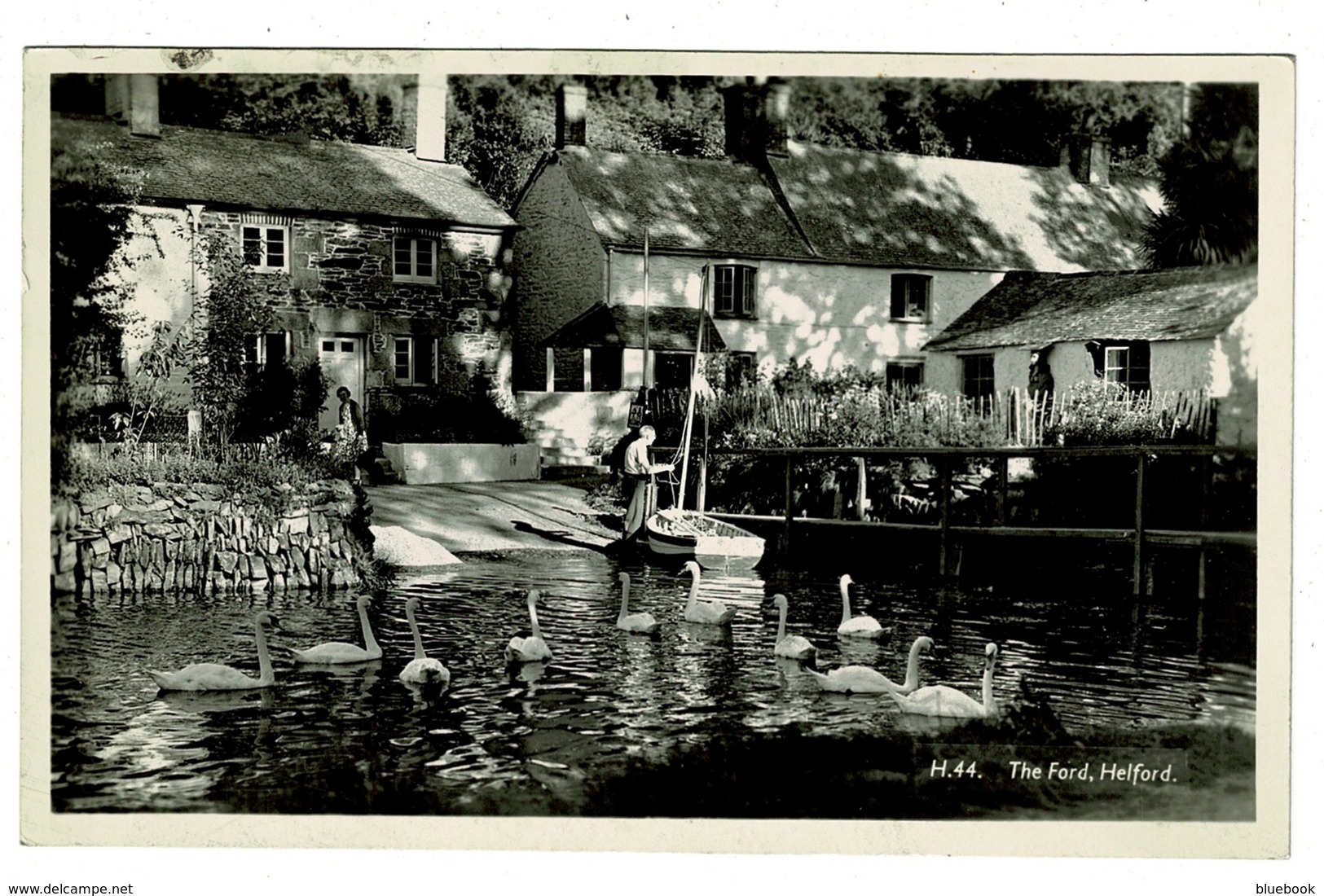 Ref 1326 - 1961 Real Photo Postcard - Houses & The Ford - Helford Cornwall - Other & Unclassified