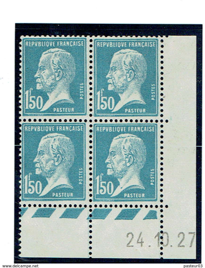 181 Pasteur Bleu 1,50 F. Coin Daté 24-10-1927 D Luxe - ....-1929