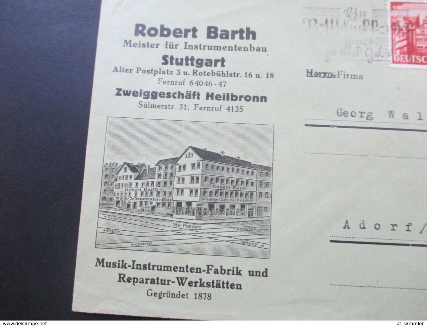 3. Reich 1941 Nr. 766 EF Dekorativer Firmenumschlag Robert Barth Meister Für Instrumentenbau Stuttgart Firmenaufkleber - Briefe U. Dokumente