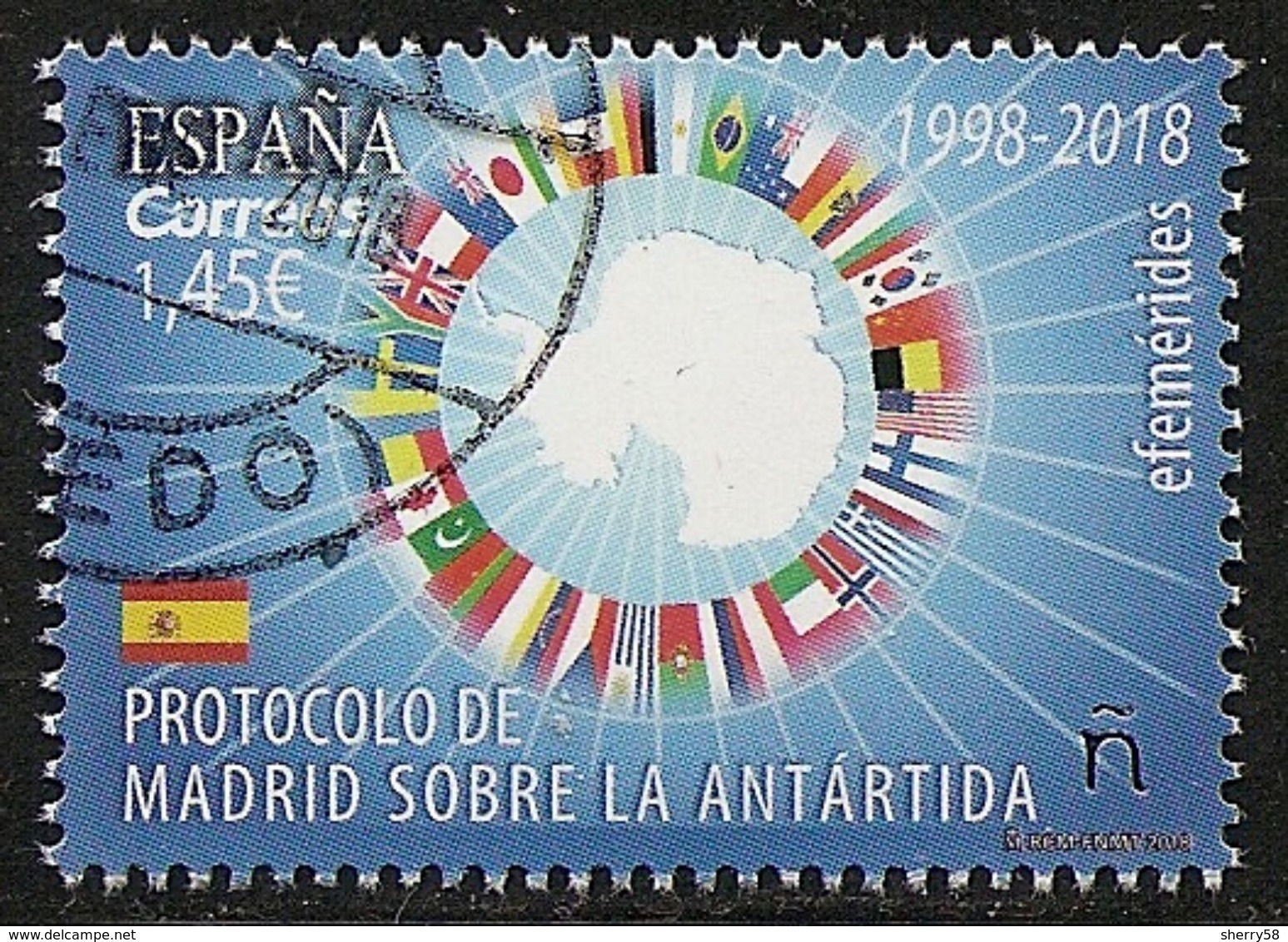 2018-ED. 5200 - Efemérides. Protocolo De Madrid Sobre La Antártida 1998-2018- USADO- - Used Stamps