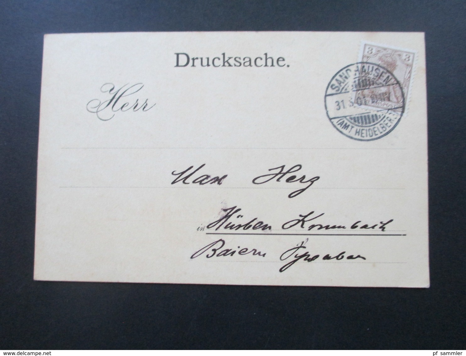 DR 1901 Reichspost Nr. 54 EF Besuchs Anzeige Von Simon Marx Cigaretten Fabriken Sandhausen Amt Heidelberg - Briefe U. Dokumente