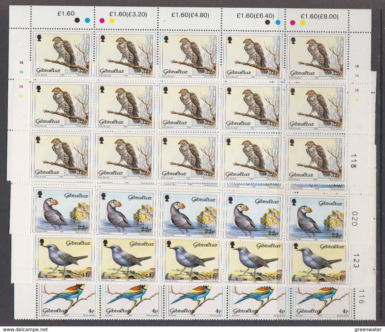 Gibraltar 1988 Birds 4v (15xc) ** Mnh (F7973) - Gibraltar