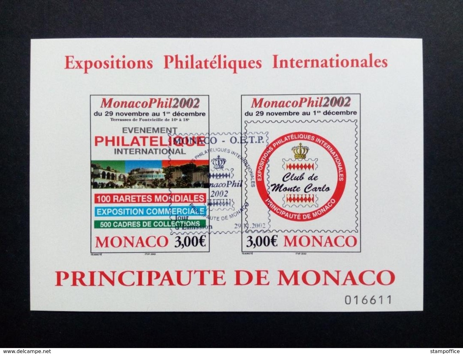 MONACO BLOCK 85 GESTEMPELT BRIEFMARKENAUSSTELLUNG MONACOPHIL 2002 - Blocks & Kleinbögen